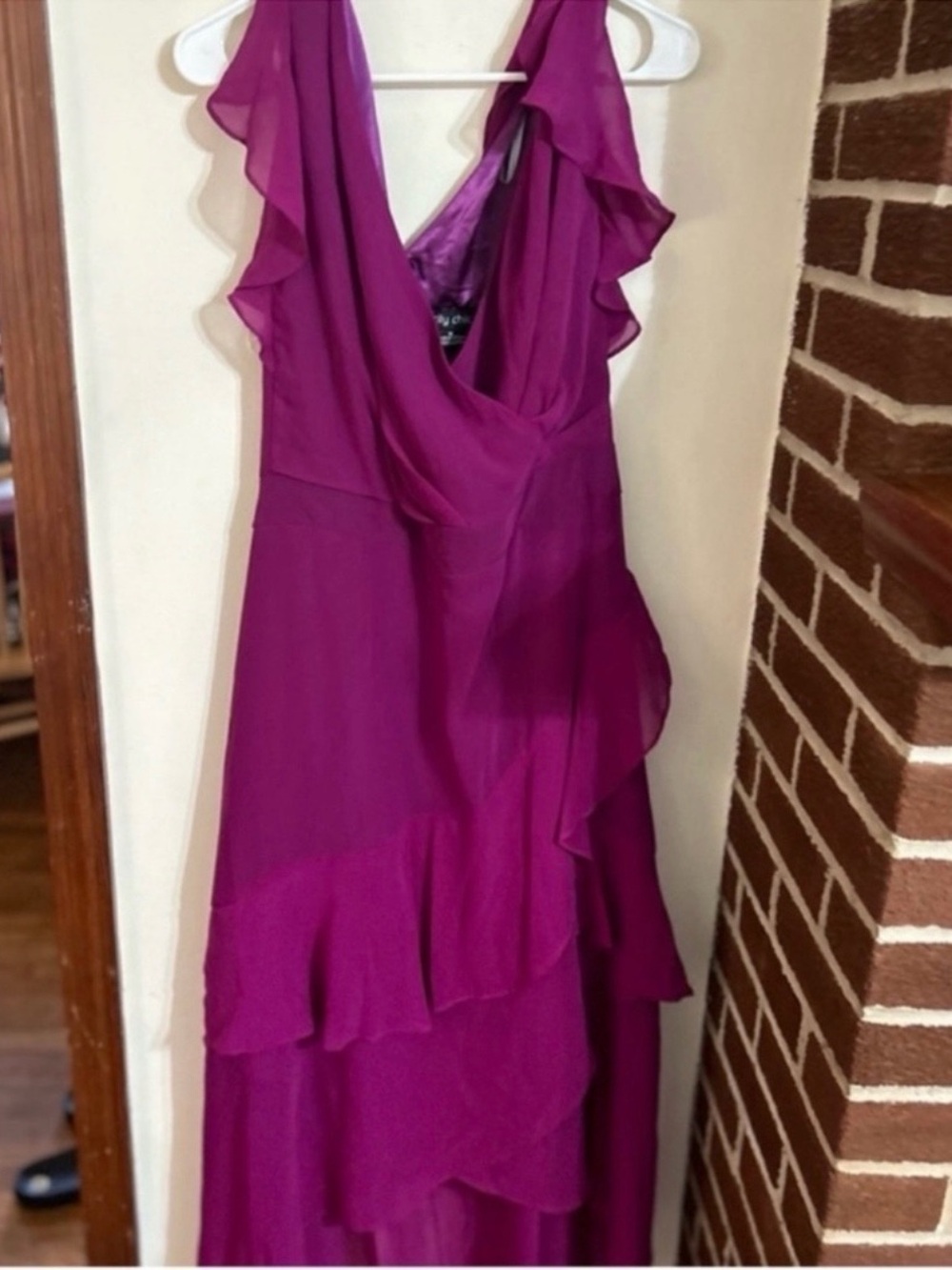 NWT City Chic Size Plus High Low Size XL Magenta Flirty Tiere Maxi Dress - Picture 7 of 11